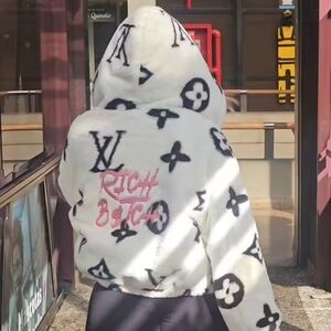 White and Black Hooded Jacket